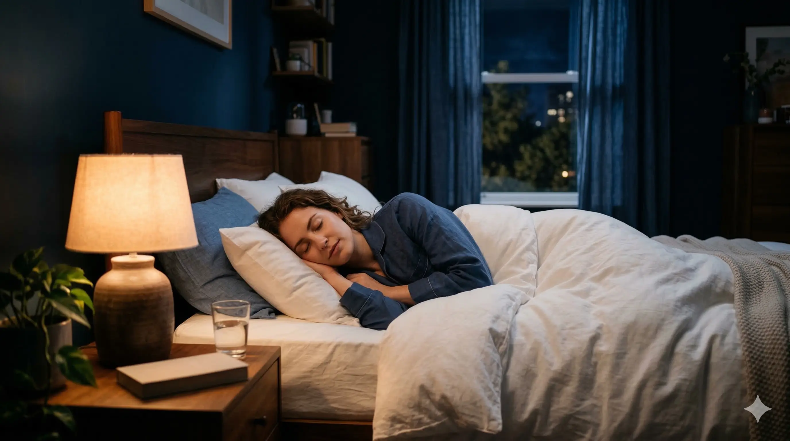 Mujer durmiendo plácidamente tras practicar un escáner corporal